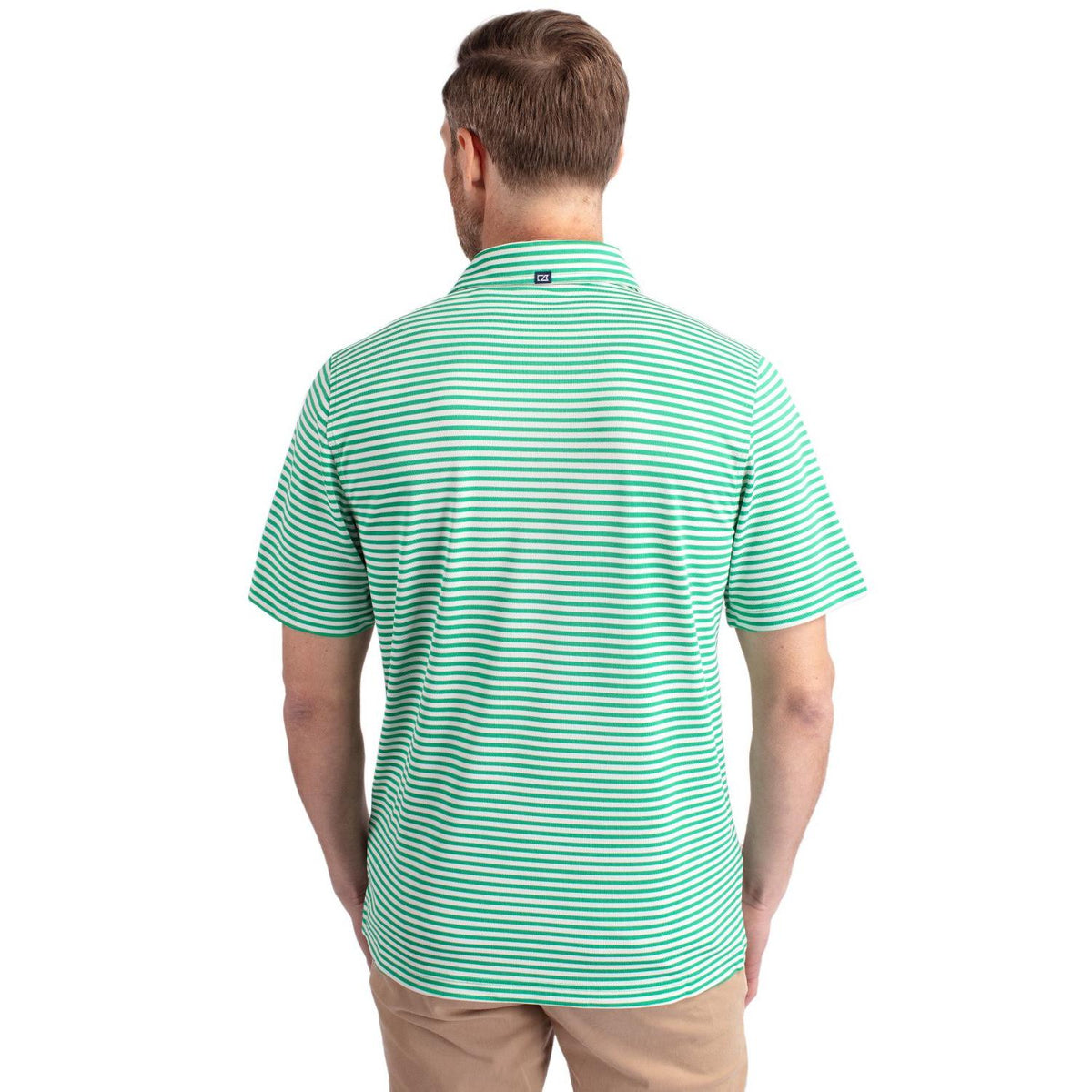Cutter & Buck Virtue Recycled Stripe Featherlight Pique Mens Polo