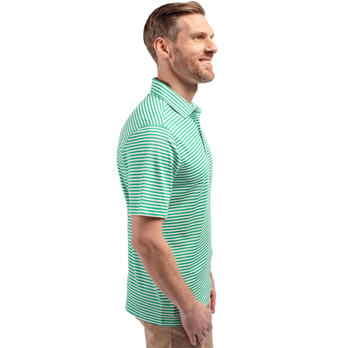 Cutter & Buck Virtue Recycled Stripe Featherlight Pique Mens Polo