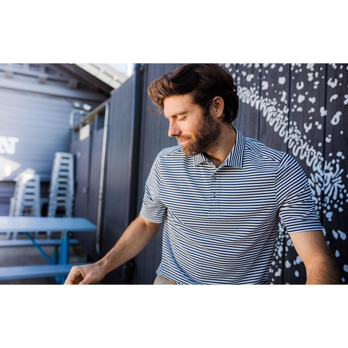Cutter & Buck Virtue Recycled Stripe Featherlight Pique Mens Polo