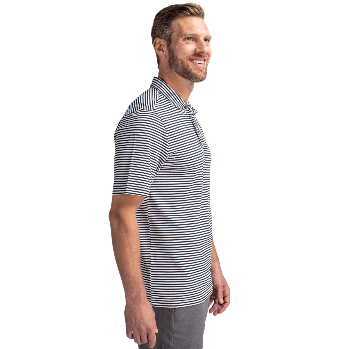 Cutter & Buck Virtue Recycled Stripe Featherlight Pique Mens Polo