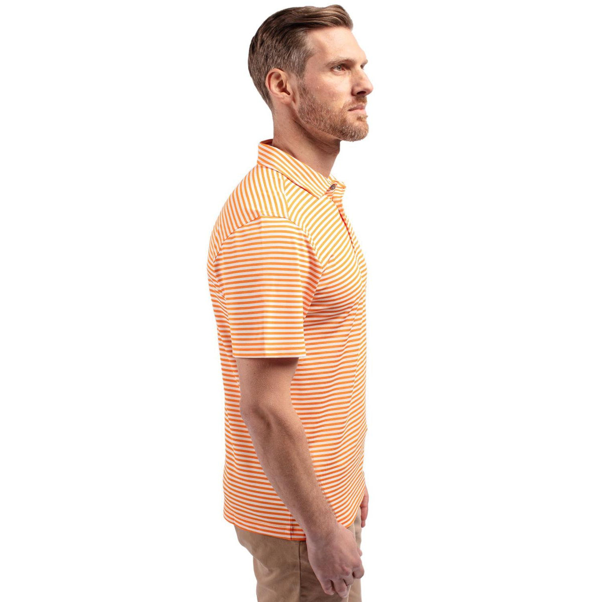 Cutter & Buck Virtue Recycled Stripe Featherlight Pique Mens Polo