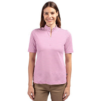 Cutter & Buck Virtue Recycled Stripe Featherlight Pique Womens Half Zip