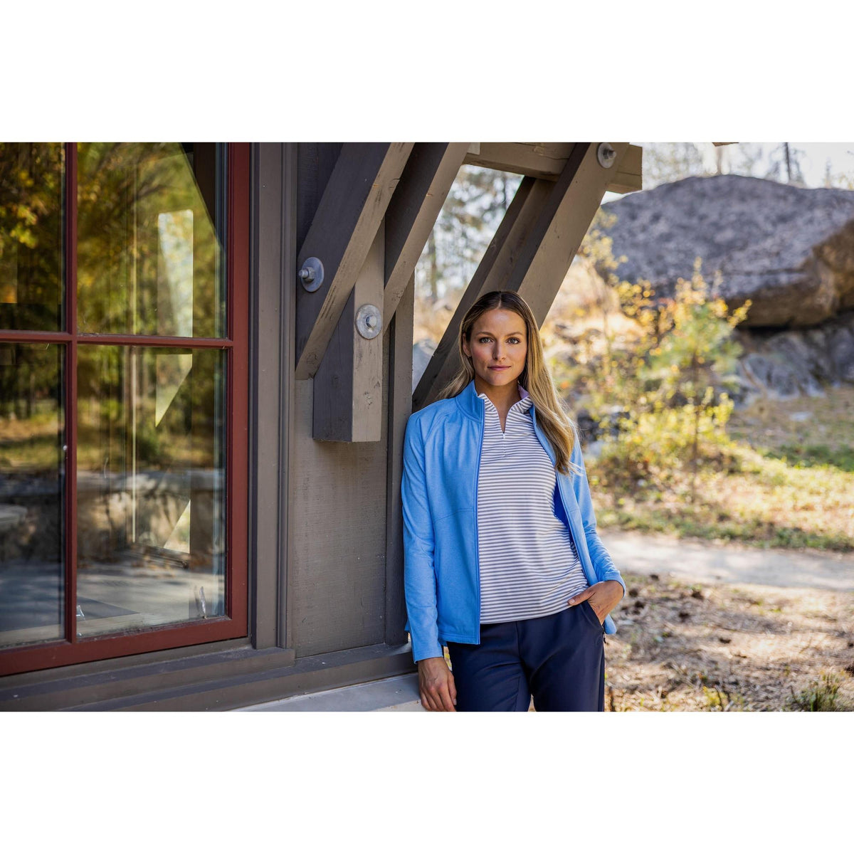 Cutter & Buck Virtue Recycled Stripe Featherlight Pique Womens Half Zip