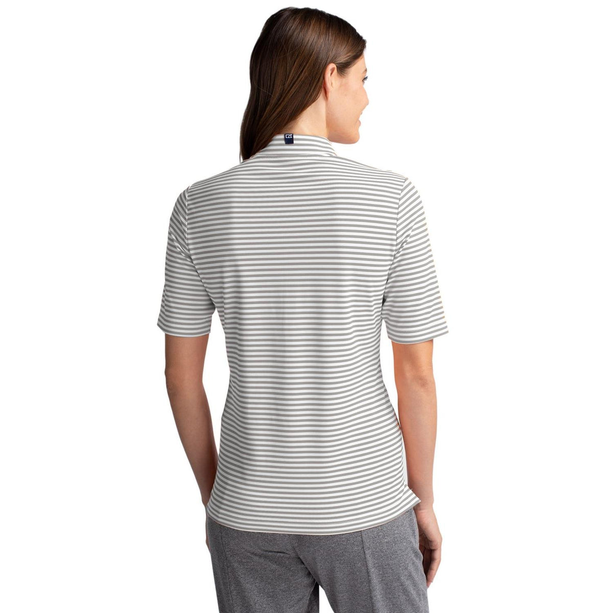 Cutter & Buck Virtue Recycled Stripe Featherlight Pique Womens Half Zip