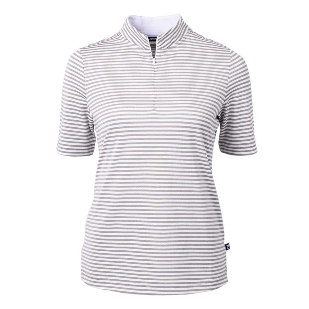Cutter & Buck Virtue Recycled Stripe Featherlight Pique Womens Half Zip