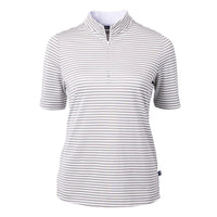 Cutter & Buck Virtue Recycled Stripe Featherlight Pique Womens Half Zip