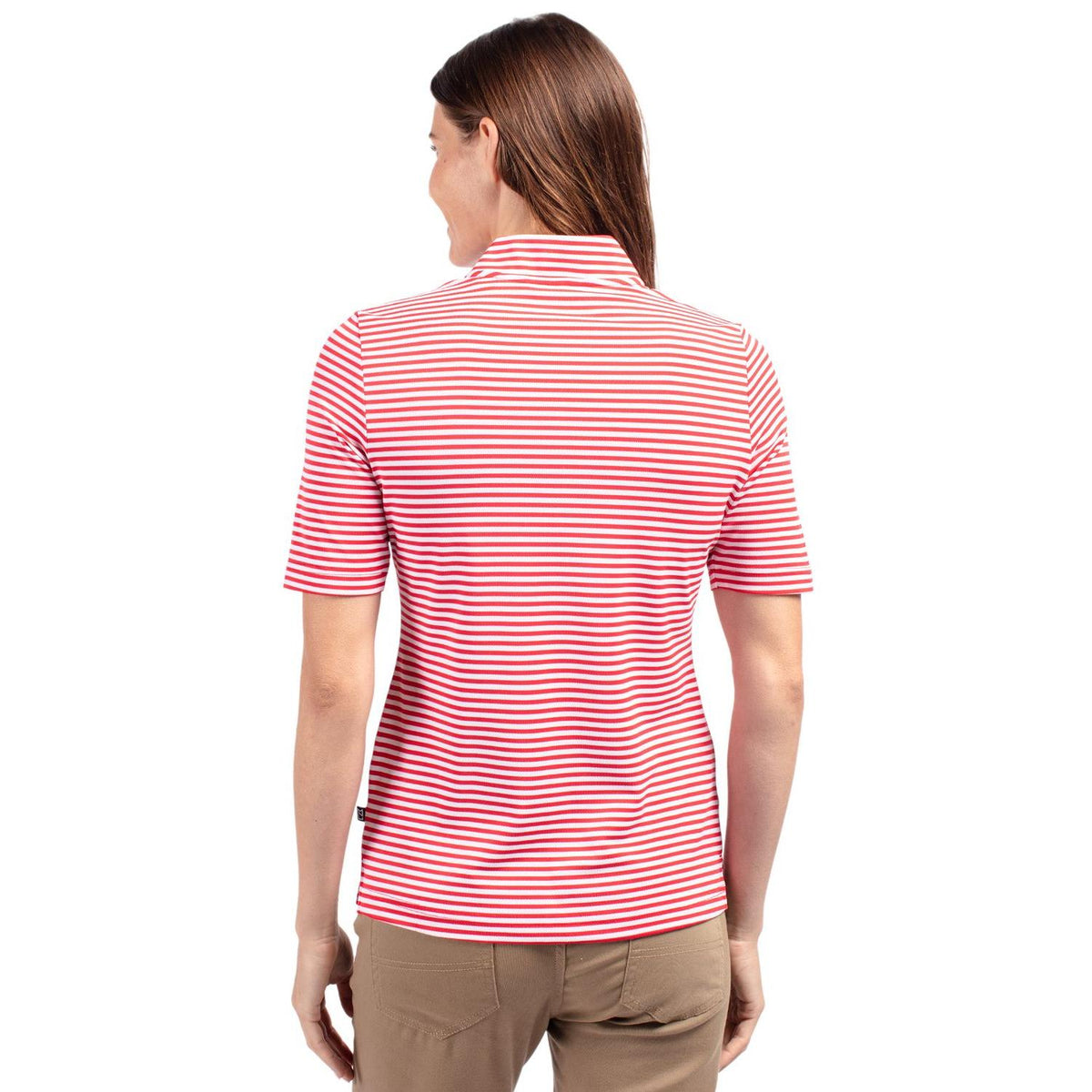 Cutter & Buck Virtue Recycled Stripe Featherlight Pique Womens Half Zip