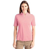 Cutter & Buck Virtue Recycled Stripe Featherlight Pique Womens Half Zip
