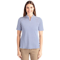 Cutter & Buck Virtue Recycled Stripe Featherlight Pique Womens Half Zip