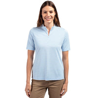 Cutter & Buck Virtue Recycled Stripe Featherlight Pique Womens Half Zip