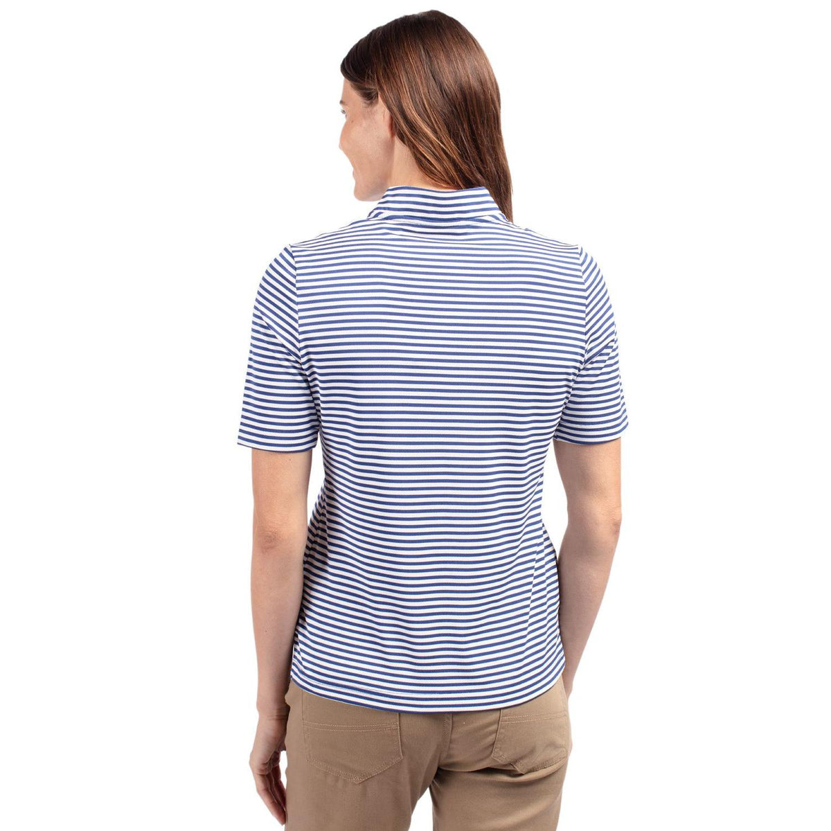Cutter & Buck Virtue Recycled Stripe Featherlight Pique Womens Half Zip