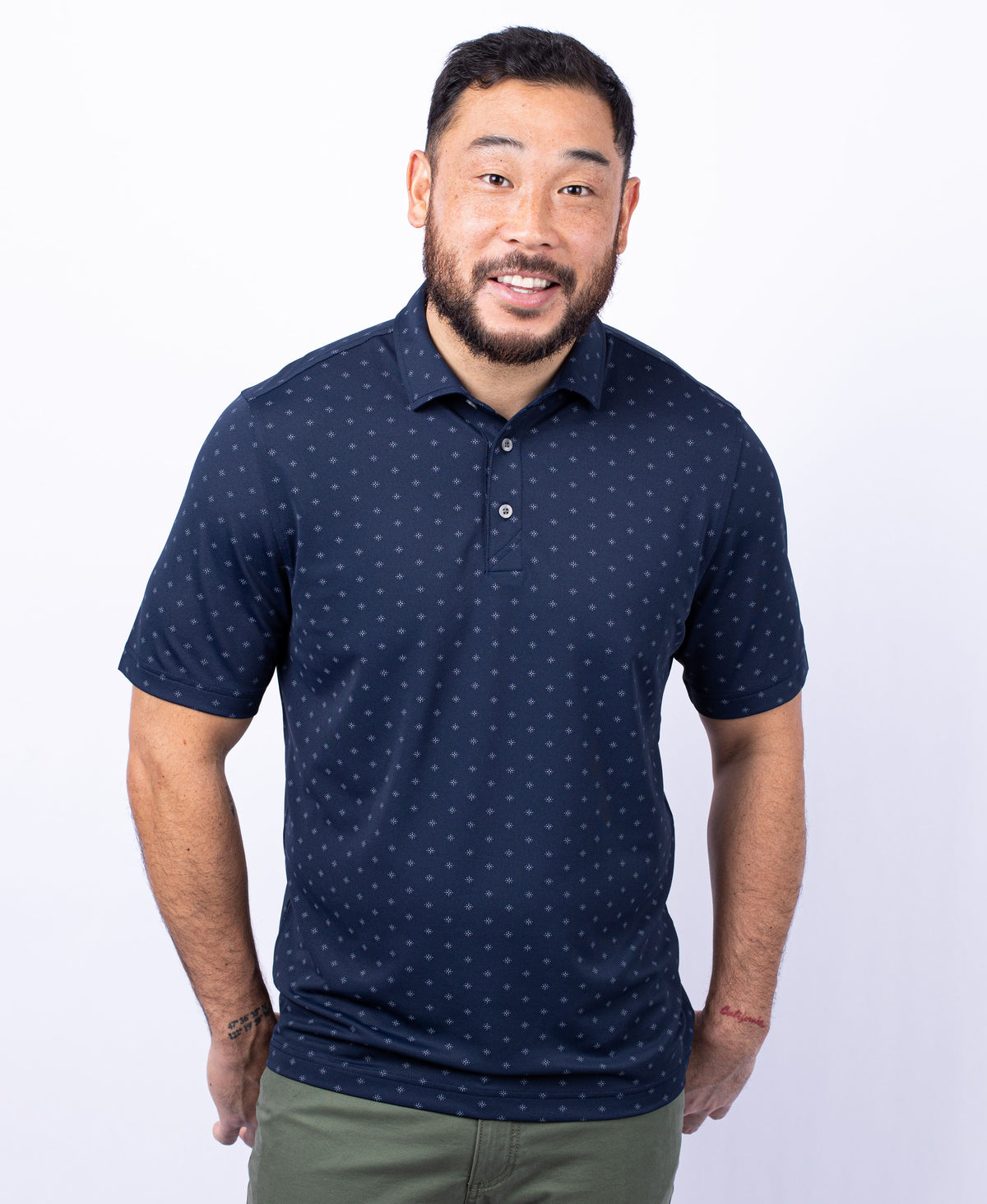 Cutter & Buck Virtue Recycled Tile Print Featherlight Pique Mens Big & Tall Polo