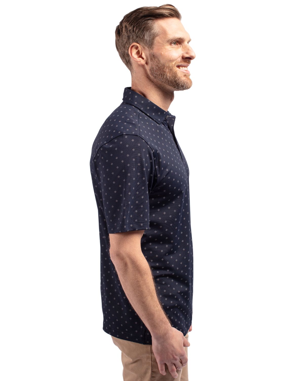 Cutter & Buck Virtue Recycled Tile Print Featherlight Pique Mens Big & Tall Polo