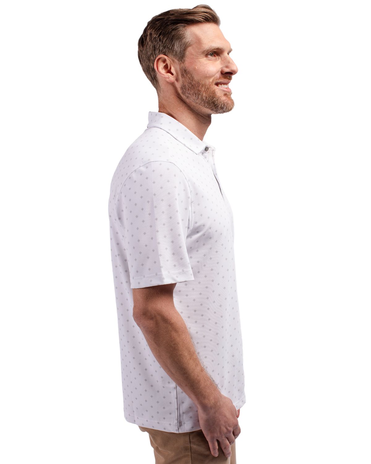 Cutter & Buck Virtue Recycled Tile Print Featherlight Pique Mens Big & Tall Polo