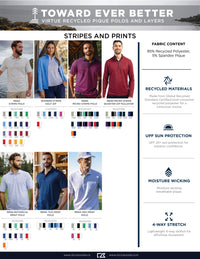 Cutter & Buck Virtue Recycled Tile Print Featherlight Pique Mens Big & Tall Polo