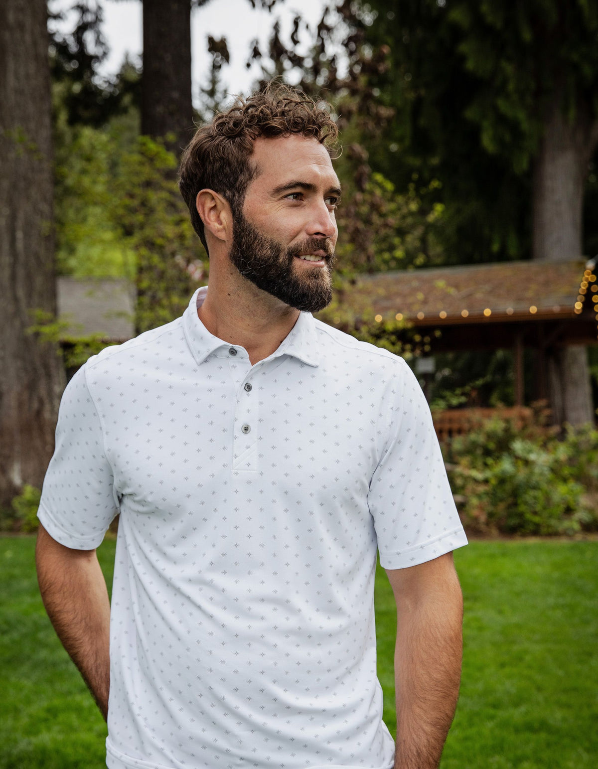Cutter & Buck Virtue Recycled Tile Print Featherlight Pique Mens Big & Tall Polo