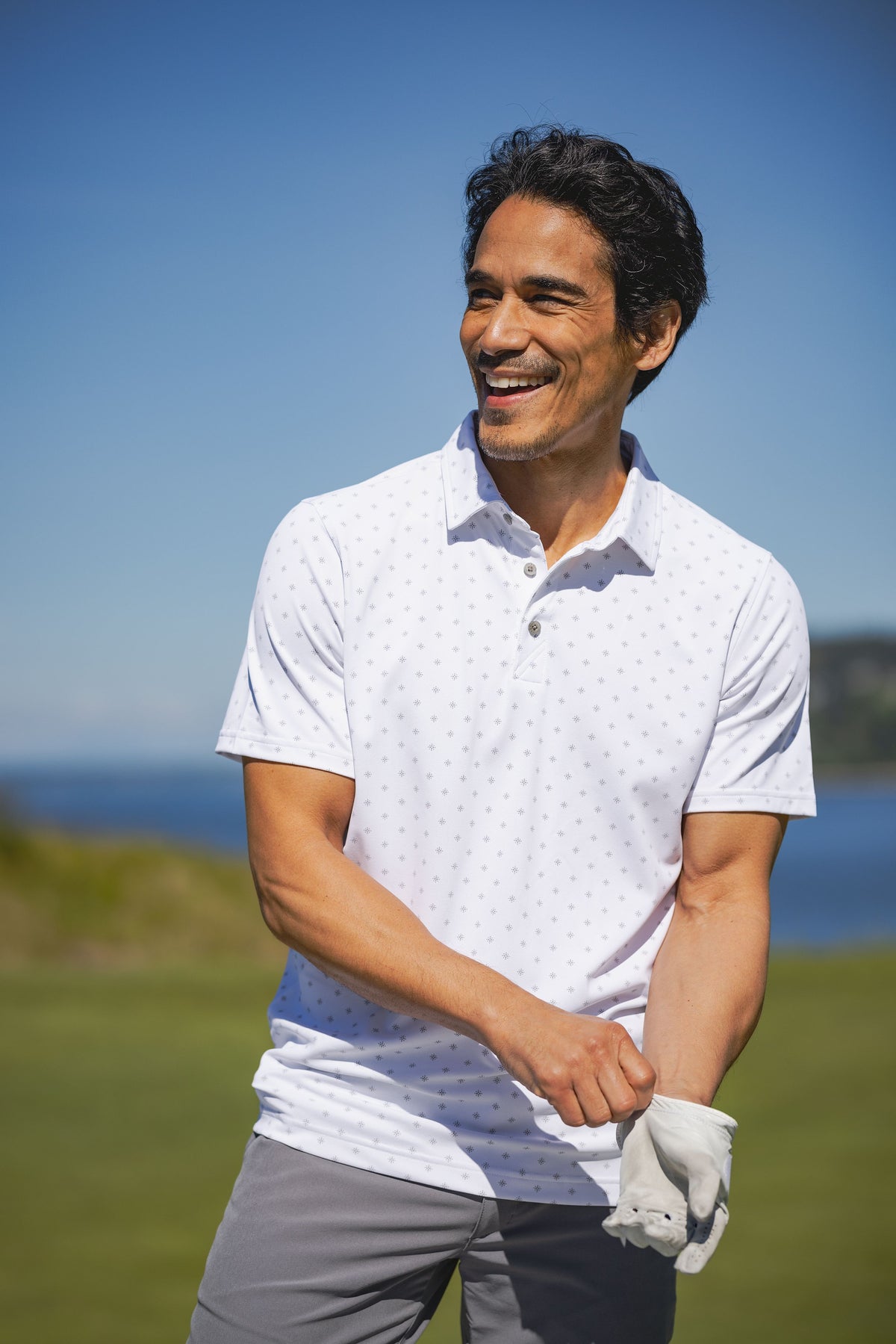 Cutter & Buck Virtue Recycled Tile Print Featherlight Pique Mens Big & Tall Polo