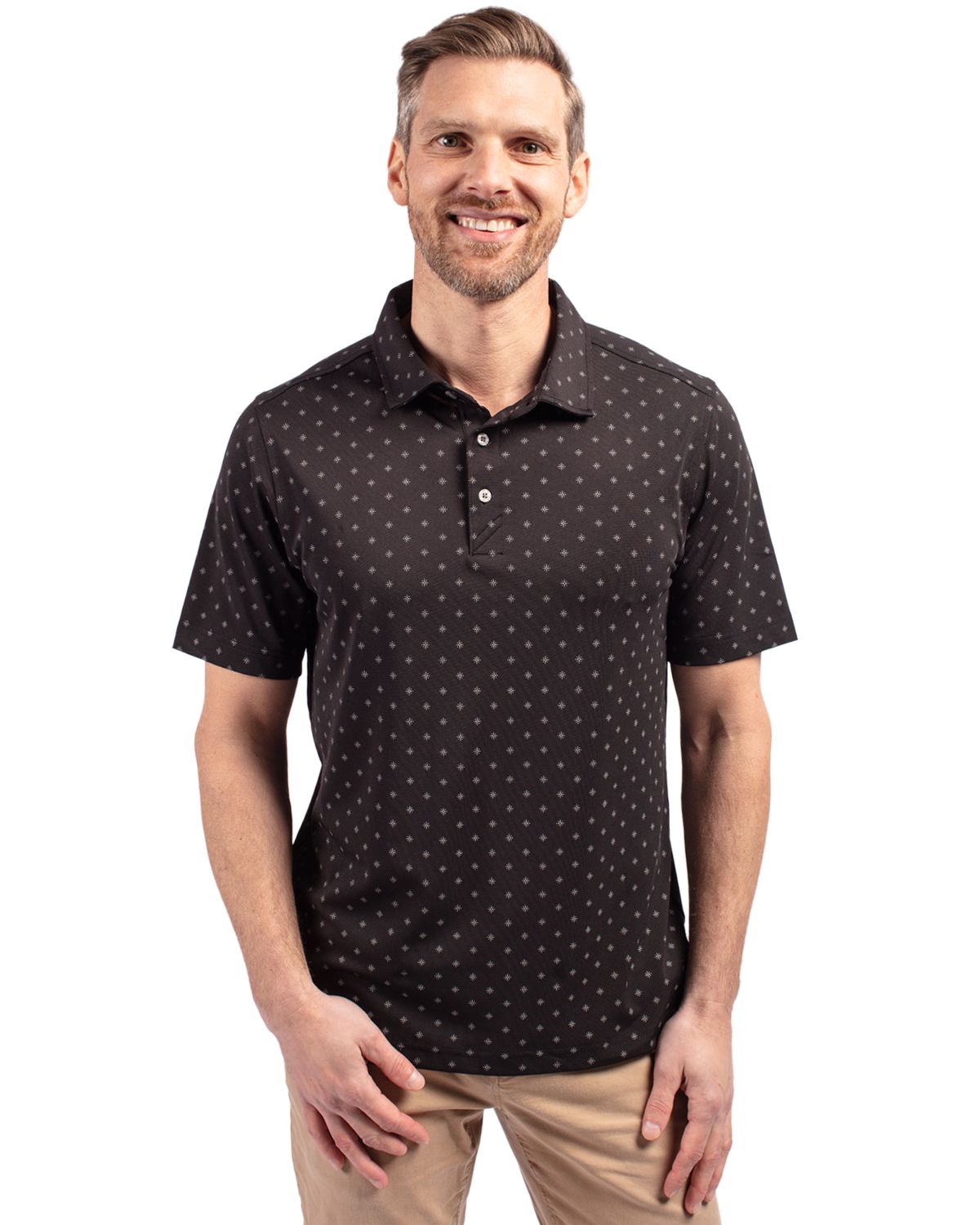 Cutter & Buck Virtue Recycled Tile Print Featherlight Pique Mens Big & Tall Polo