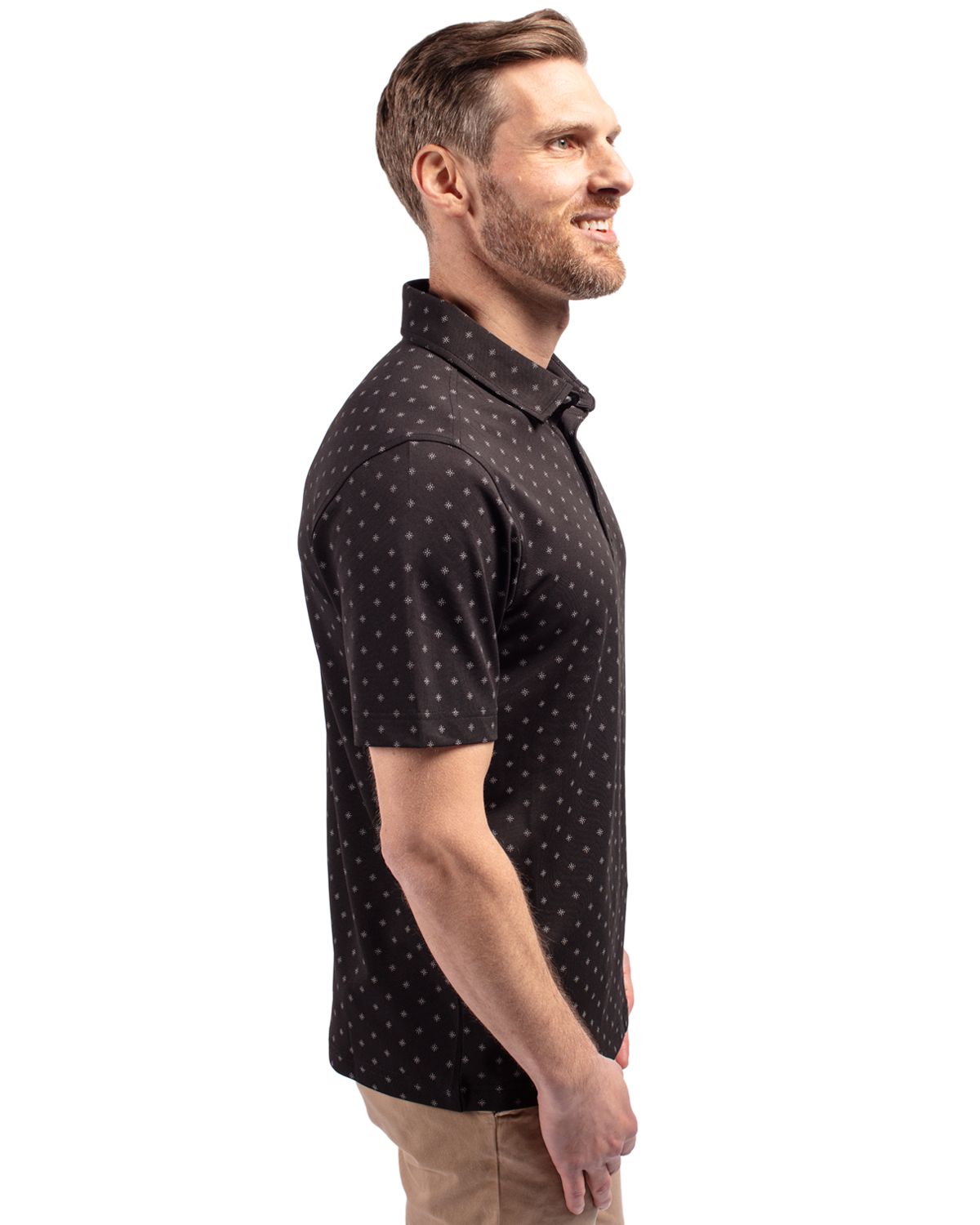 Cutter & Buck Virtue Recycled Tile Print Featherlight Pique Mens Big & Tall Polo