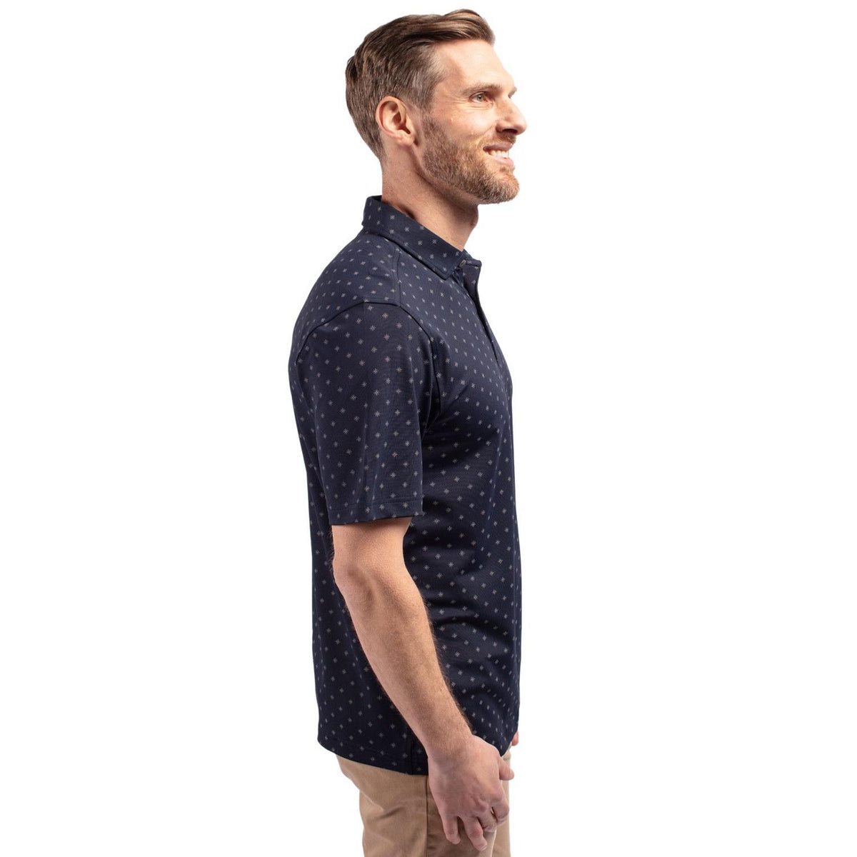 Cutter & Buck Virtue Recycled Tile Print Featherlight Pique Mens Big & Tall Polo