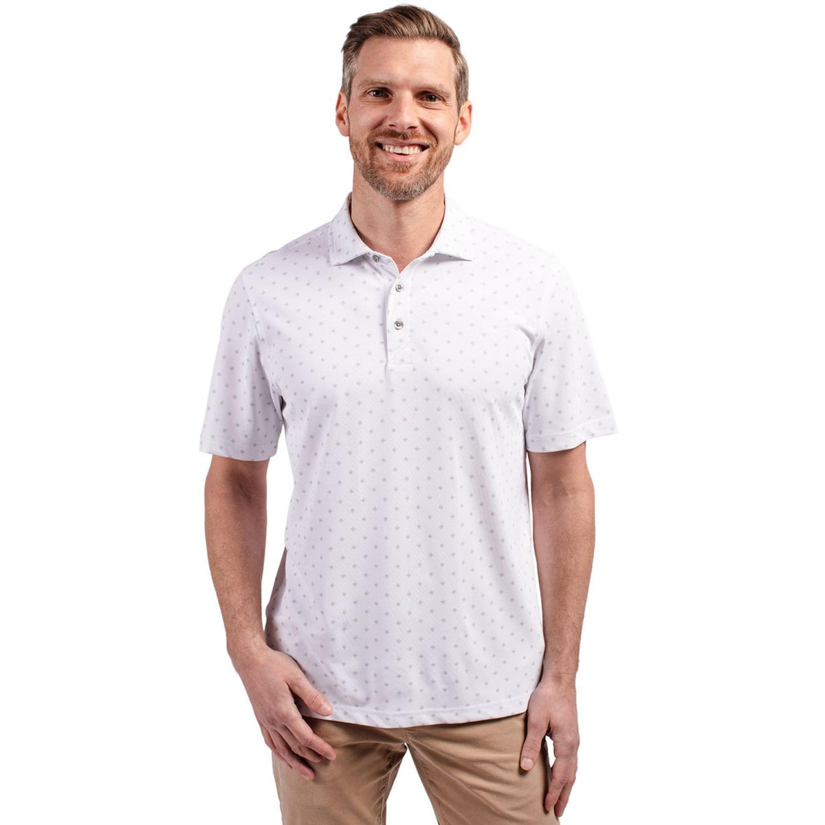 Cutter & Buck Virtue Recycled Tile Print Featherlight Pique Mens Big & Tall Polo