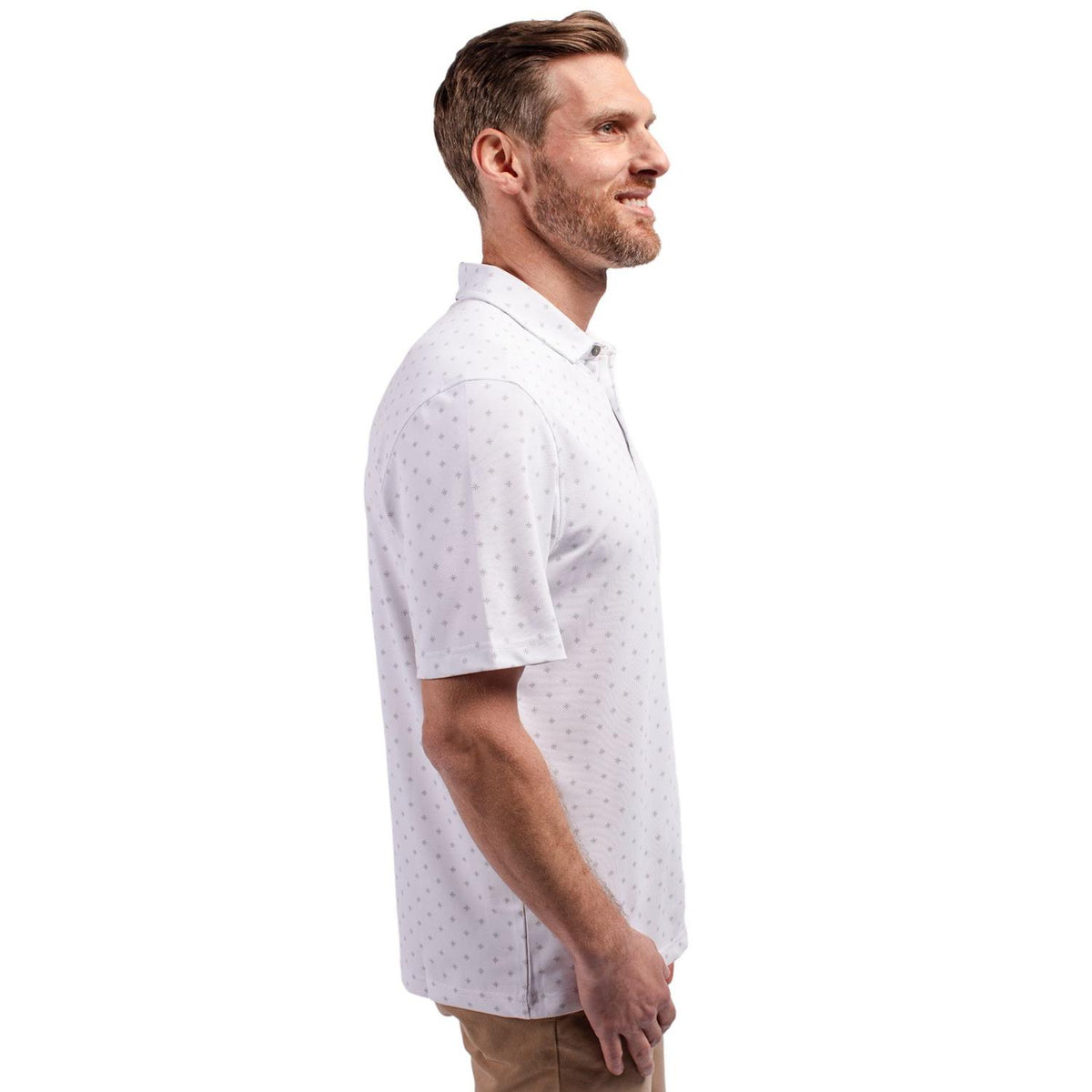 Cutter & Buck Virtue Recycled Tile Print Featherlight Pique Mens Big & Tall Polo