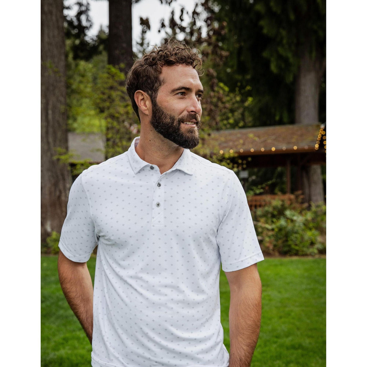Cutter & Buck Virtue Recycled Tile Print Featherlight Pique Mens Big & Tall Polo