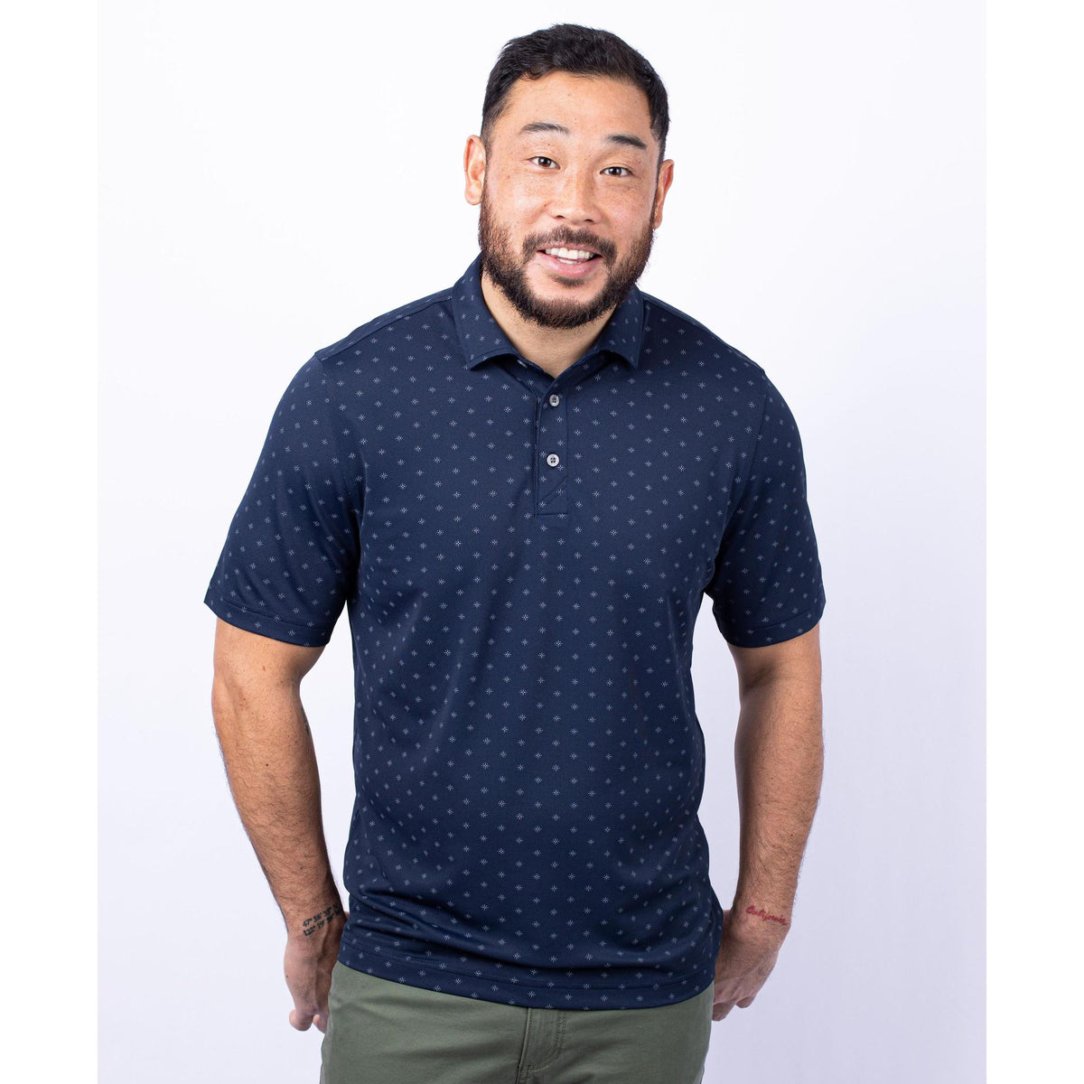 Cutter & Buck Virtue Recycled Tile Print Featherlight Pique Mens Big & Tall Polo