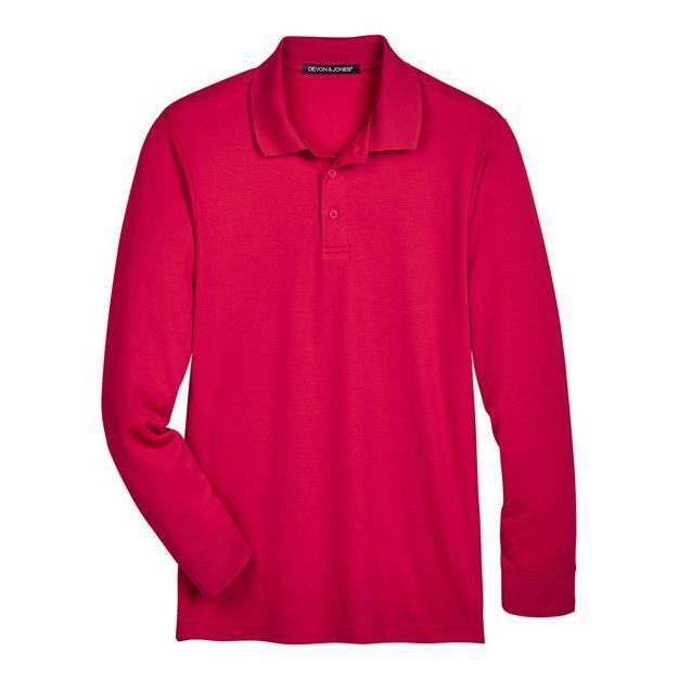 Devon & Jones Men's CrownLux Performance® Plaited Long Sleeve Polo