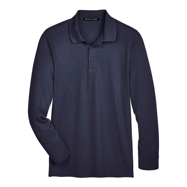 Devon & Jones Men's Tall CrownLux Performance® Plaited Long Sleeve Polo