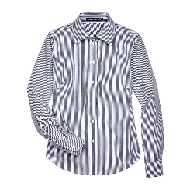 Devon & Jones Women' Crown Collection® Banker Stripe Woven Dress Shirt