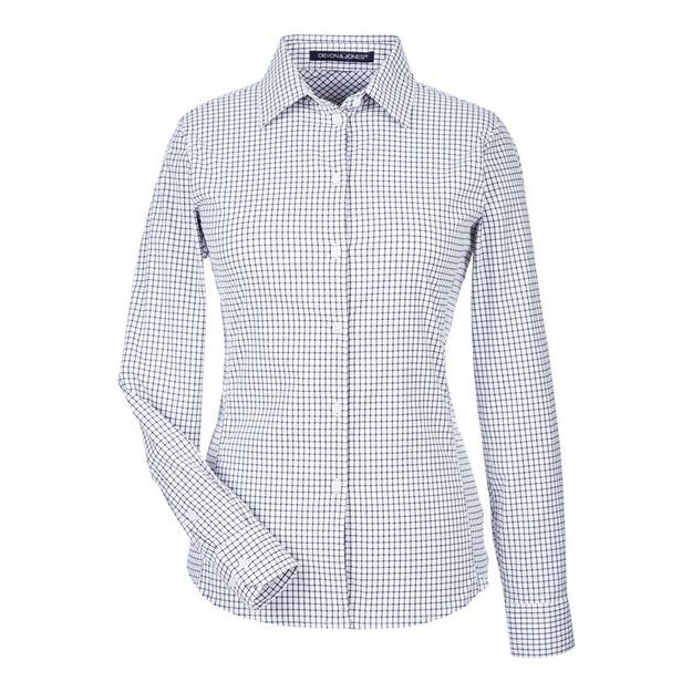 Devon & Jones Women's CrownLux Performance® Micro Windowpane Woven Dress Shirt