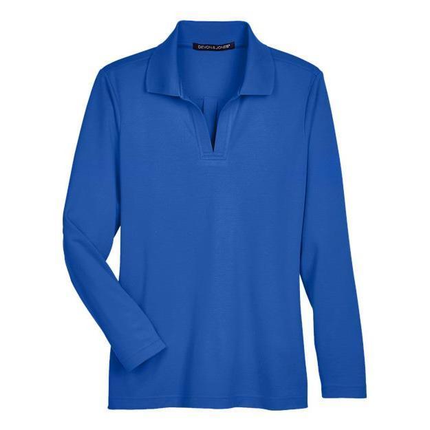 Devon & Jones Women's CrownLux Performance® Plaited Long Sleeve Polo