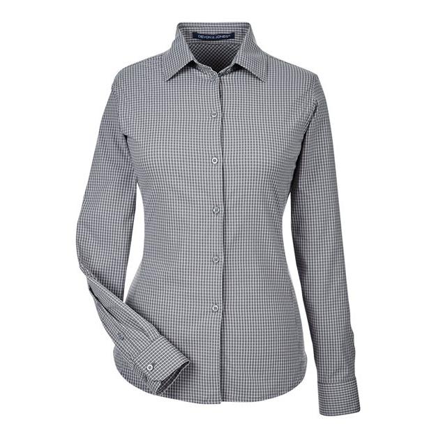 Devon & Jones Women's CrownLux Performance® Tonal Mini Check Woven Dress Shirt