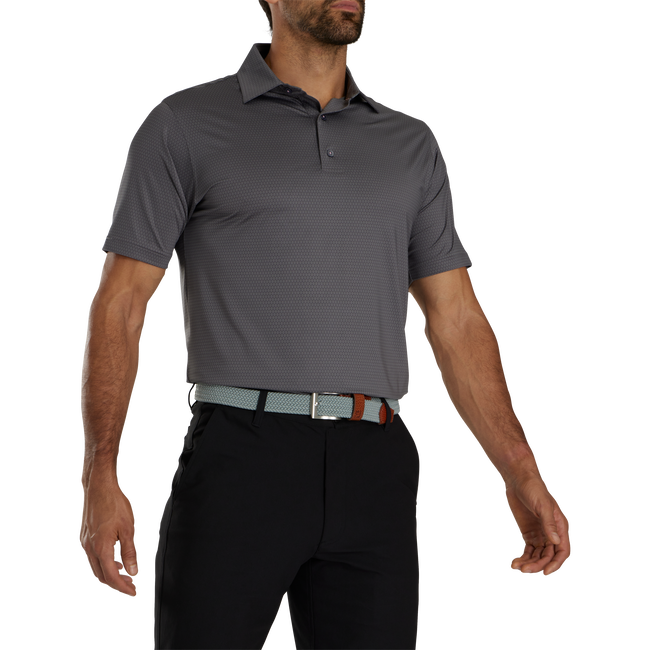 FootJoy Tonal Triangle Print Lisle Self Collar Golf Polo