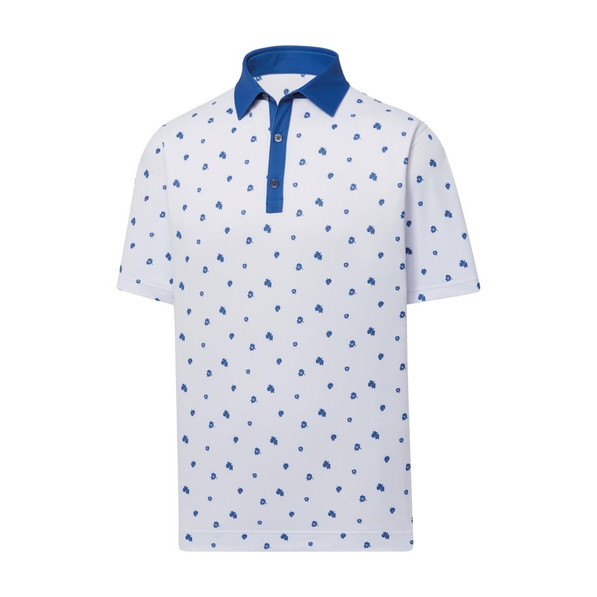 Footjoy CA Scattered Floral Stretch Pique Self Collar Orchid Polo - Mens