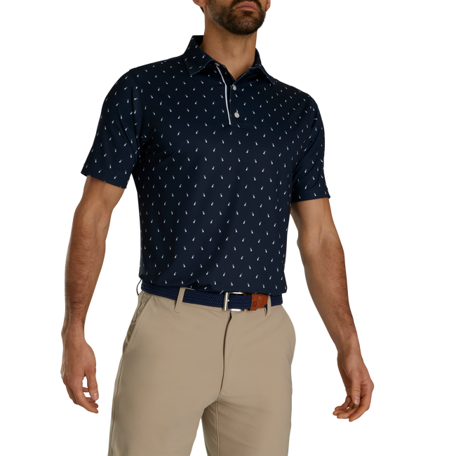 Footjoy Golf Bag Print Lisle Self Collar Polo - Mens
