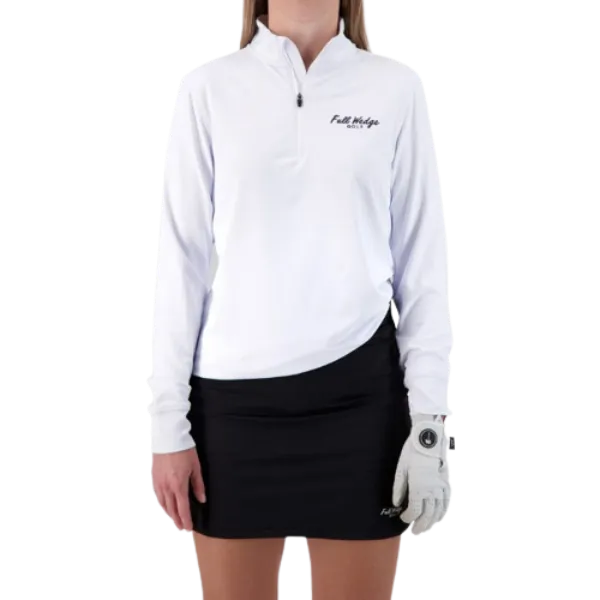 Full Wedge Golf - White Q-Zip - Womens