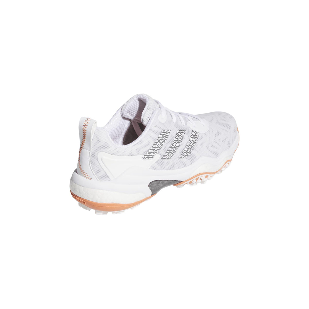 Adidas Codechaos 25 Spikeless Golf Shoes - Cloud White / Iron Metallic / Dusky Orange