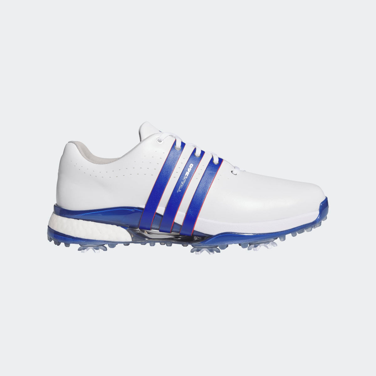 Adidas Tour360 24 Golf Shoes - Cloud White / Team Royal Blue / Better Scarlet