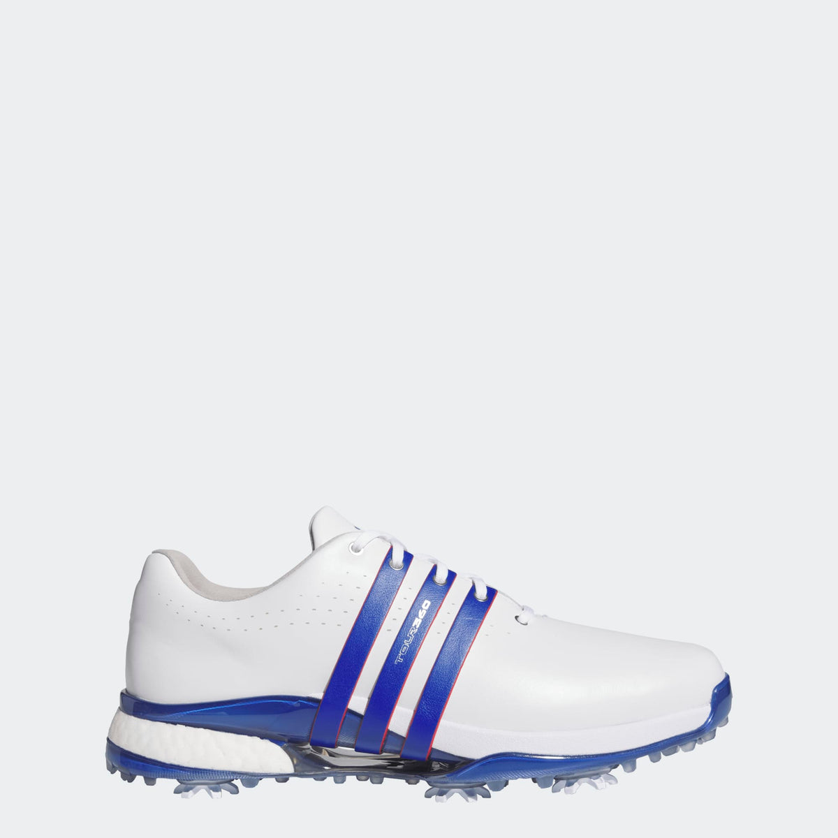 Adidas Tour360 24 Golf Shoes - Cloud White / Team Royal Blue / Better Scarlet