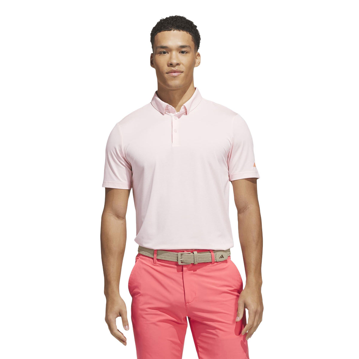 Adidas Ultimate365+ Pencil Stripe Climacool Polo Shirt - Distilled Pink / Frozen Turbo