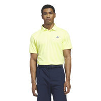 Adidas Performance Textured Print Polo Shirt - Frozen Lemon / Dual Indigo
