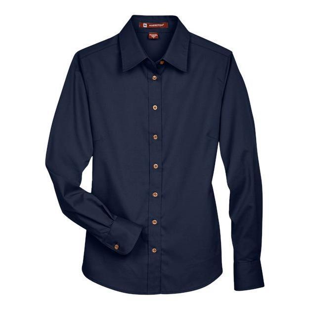 Harriton Women's Easy Blend™ Long Sleeve Twill Dress Shirt with Stain-Release