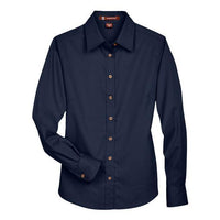 Harriton Women's Easy Blend™ Long Sleeve Twill Dress Shirt with Stain-Release