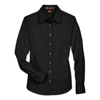 Harriton Women's Easy Blend™ Long Sleeve Twill Dress Shirt with Stain-Release