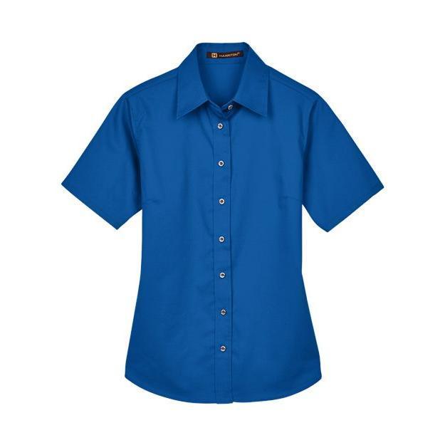 Harriton Women's Easy Blend™ Short Sleeve Twill Dress Shirt with Stain-Release