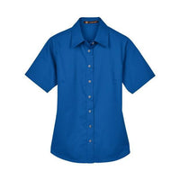 Harriton Women's Easy Blend™ Short Sleeve Twill Dress Shirt with Stain-Release