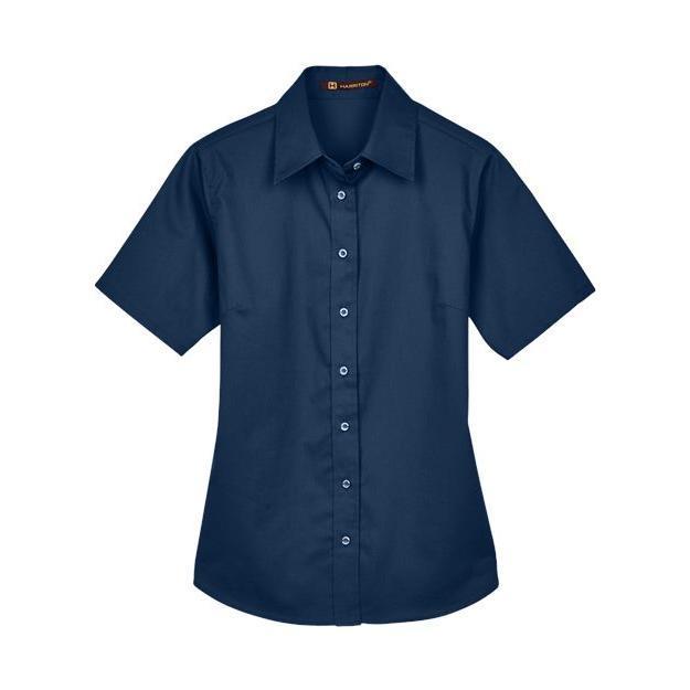 Harriton Women's Easy Blend™ Short Sleeve Twill Dress Shirt with Stain-Release
