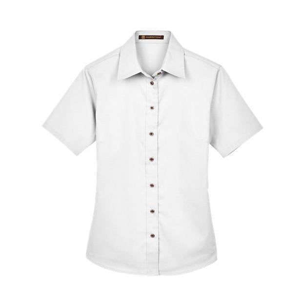 Harriton Women's Easy Blend™ Short Sleeve Twill Dress Shirt with Stain-Release